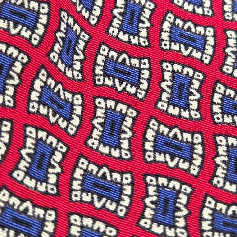 Polo Ralph Lauren Mark Shale Silk Tie Mens Vintage Red Blue Geometric USA Made
